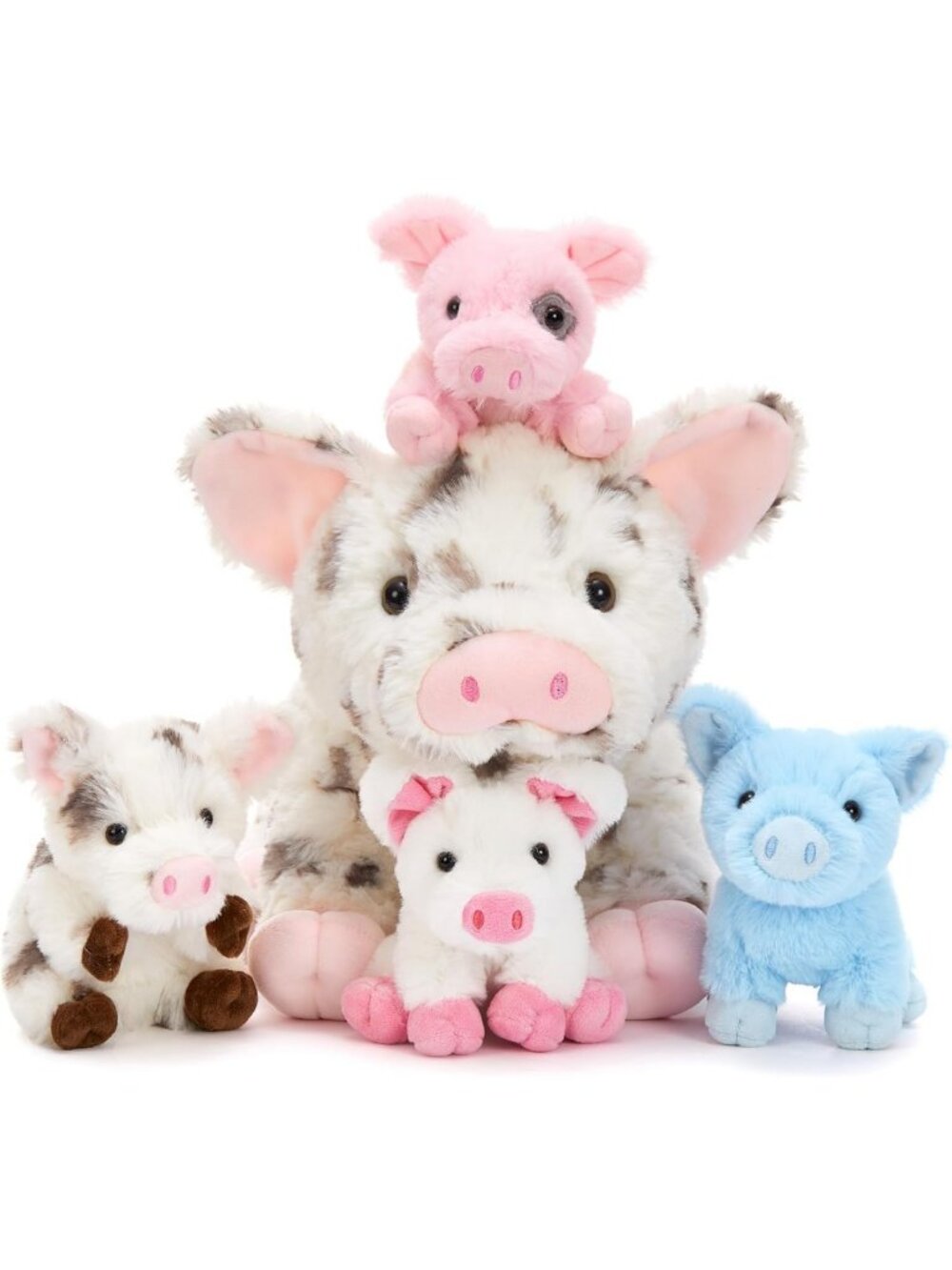 Adorable 5-Piece Pig Plush Set | 16" Mommy Pig & 4 Baby Stuffed Animals